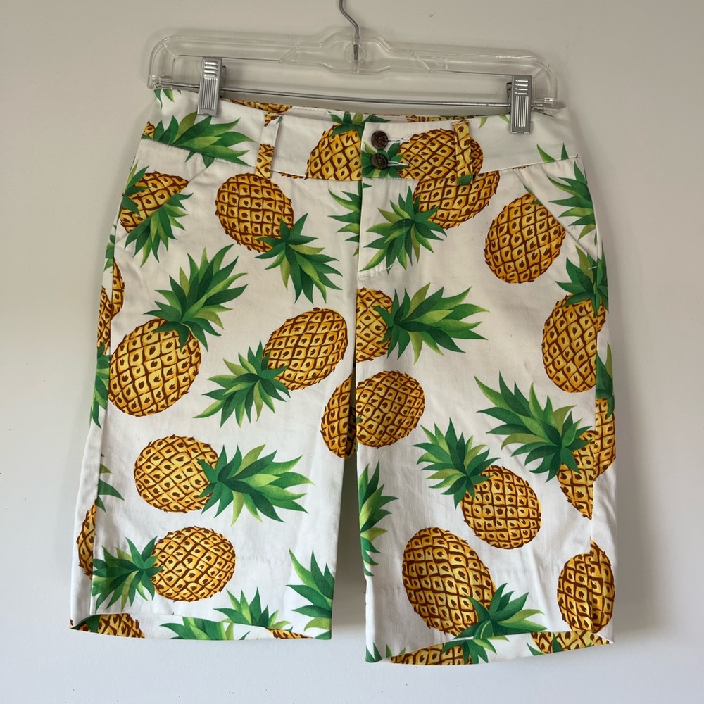 LoudMouth Piña Colada Bermuda Shorts, Pineapples, Size 0